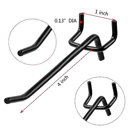 50 Pack Stainless Steel Pegboard Hooks, Hanging Peg Board Holders Peg Board Shelving Hooks 4 Inch Metal Display Hooks for Garage Storage Organizer(Black)