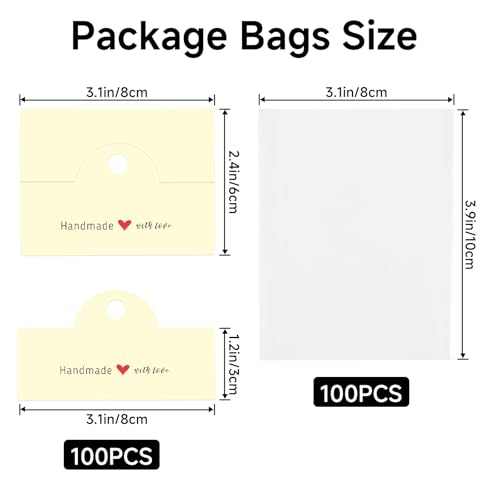 joycraft 100Pcs Yellow Packaging for Small Business, Jewelry Package Supplies with Clear Bags, Jewelry Display Bags for Selling, Craft Packaging Set for Bracelets, Key Chains, Earring, Necklace. - color: Yellow