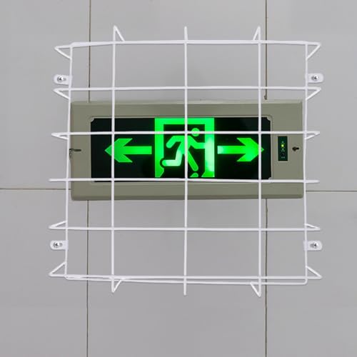 POPETPOP Exit Sign Protective Cover Wire Guard for Emergency Light Steel Mesh Wall Mounted Safety Shield 11.81 X 11.81 X 2.83 in Includes 4 Screws for Damage Prevention