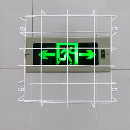 POPETPOP Exit Sign Protective Cover Wire Guard for Emergency Light Steel Mesh Wall Mounted Safety Shield 11.81 X 11.81 X 2.83 in Includes 4 Screws for Damage Prevention