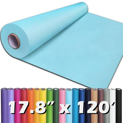 PerkHomy 17.8" x 1,440" (120') Light Blue Kraft Paper Roll for Craft Bulletin Board Paper Art Table Covering Crafting Gift Wrapping Bouquet Packing Parcel 80GSM 55LB (Light Blue, 17.8" x 120') - color: Light Blue, size: 17.8" Width x 120' Length