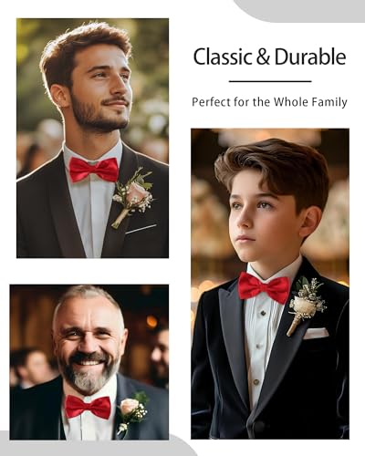 AWAYTR Bow Ties for Men - Pre-Tied Adjustable Tuxedo Style for Wedding - color: Purplish Red