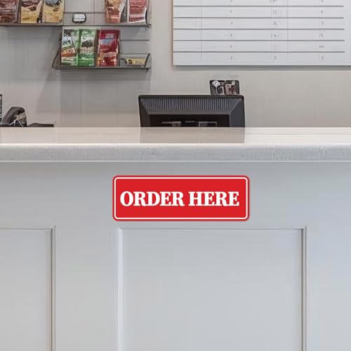 Signs ByLITA Standard Order Here Sign (Brushed Gold) - Small - color: Brushed Gold, size: Small (2" x 6")