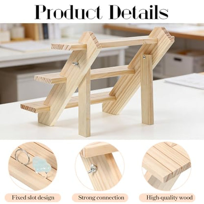 3 Tier Wooden Display Stand, 2 Pack Earring Display Stands For Selling Detachable Wood Tiered Jewelry Card Show Stand for Jewelry Cupcake Party Home Photo Outdoor Stalls