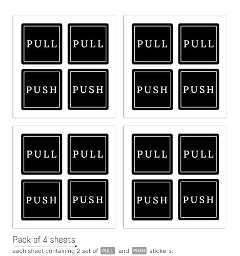 dealzEpic - PULL and PUSH Stickers - Black Self Adhesive Peel and Stick PULL and PUSH Signs - 4x4cm - color: Black PULL and Push Sign Stickers (4x4cm)