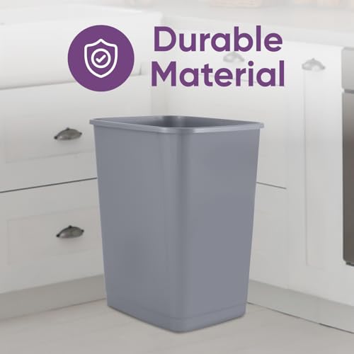 Superio Kitchen Trash Can 9 Gallon Slim Waste Bin 37 Qt Durable Plastic, Fit Small Spaces, Office, Bathroom, Under Counter (2, Grey) - color: 2, Grey, size: 9 Gallon