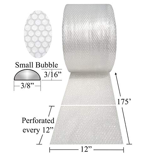 Clear Bubble Roll, 12" x 175', 3/16" Small Bubbles - color: Clear Bubble, size: 12" x 175' Small 3/16"