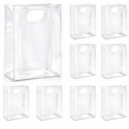 SHIPKEY 10 PCS Clear Gift Bags with Handles, Small White PVC Party Bag - color: White - Small