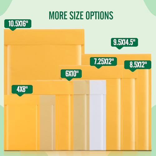 Fuxury Kraft Bubble Mailer 10.5X16" 25 Pack Padded Envelope Usable 10.5X15" - color: Yellow, size: 10.5x16" 25PC