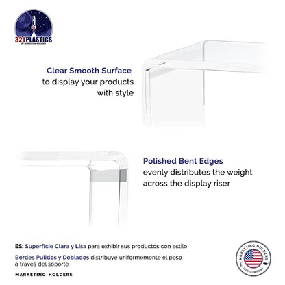 Marketing Holders Clear Acrylic Riser Platform 3 Inch Wide Square Display 3 Sides Retail Countertops Merchandise Showcase Lucite Podium One Piece Stand Counter Pedestal - size: 3"W x 3"H