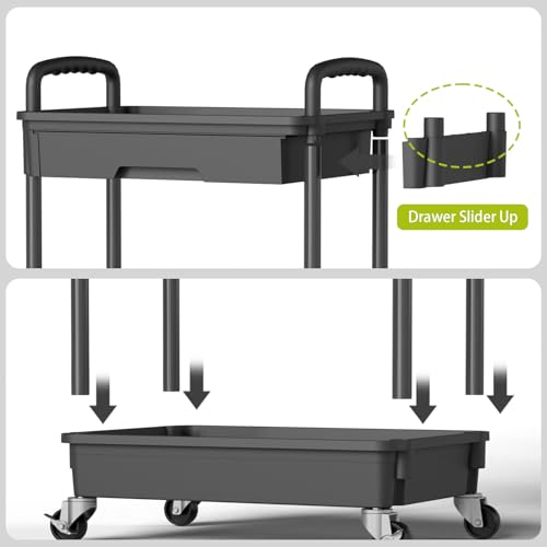 Sorgion 3 Tier Rolling Cart Organizer,Laundry Room Bathroom Organizers and Storage Office Shelves Mobile Shelving Unit Kitchen Trolley Cart with Wheels for Art,Craft,Diaper,Bedside,Snack(Black) - size: 3Tier-Black