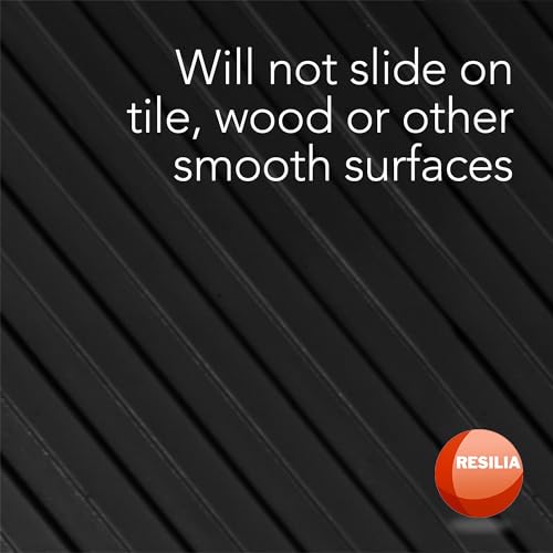 RESILIA Black Plastic Floor Runner - Embossed Wide Rib Waterproof Vinyl, Heavy Duty Protector Mat for Indoor Hardwood, Hard Floors, Garage, Entryway, Kitchen, & Outdoor Use, 36” x 12’, Made in USA - size: 36" x 12'