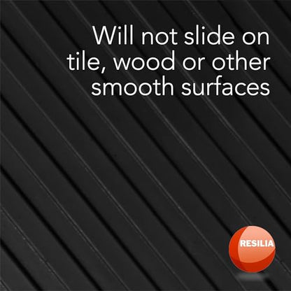 RESILIA Black Plastic Floor Runner - Embossed Wide Rib Waterproof Vinyl, Heavy Duty Protector Mat for Indoor Hardwood, Hard Floors, Garage, Entryway, Kitchen, & Outdoor Use, 36” x 12’, Made in USA - size: 36" x 12'