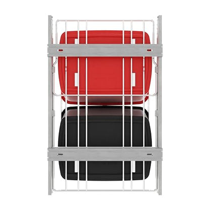 Rev-A-Shelf RV-18KD-1618C-S Double Pullout Trash Can for Kitchen Cabinets 35 Qt Garbage Recycling Bin on Full Extension Slides, Red/Black - color: Red & Black