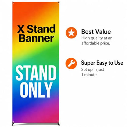 Premium X Banner Stand Display, 24"x72", 6 Pack - size: 6 PACK