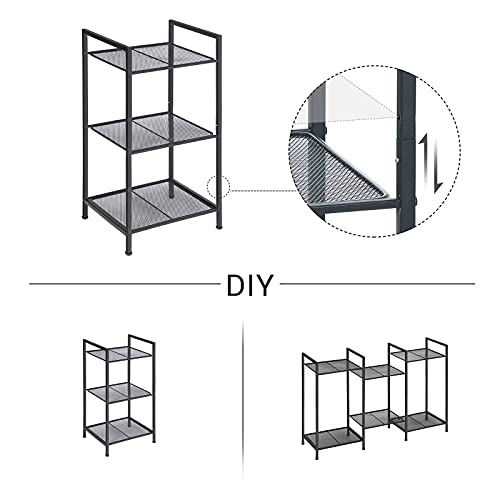 SONGMICS 3-Tier Storage Rack, Bathroom Shelf, Extendable Plant Stand - color: Black, size: 3 Tiers