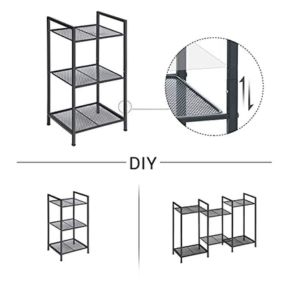 SONGMICS 3-Tier Storage Rack, Bathroom Shelf, Extendable Plant Stand - color: Black, size: 3 Tiers