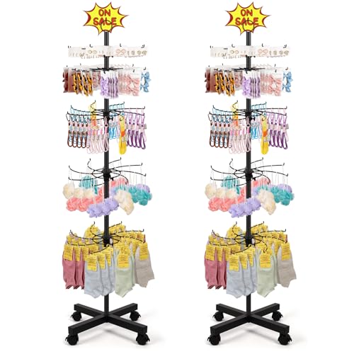 Flenpptly 2 Pack Retail Display Stand, 5-Tier Rotating Display Rack, Black - color: 2 Pack Black