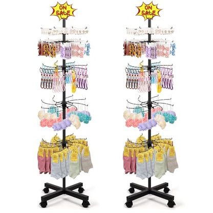 Flenpptly 2 Pack Retail Display Stand, 5-Tier Rotating Display Rack, Black - color: 2 Pack Black