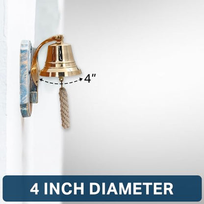 The Metal Magician Nautical Hanging Wall Mountable 4" Solid Brass Ship Bell - color: Solid Brass, size: 4"