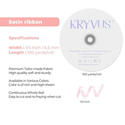 Baby Pink Satin Ribbon 1/4 inch x Continuous 100 Yards for Gift Wrapping - color: Pink Light, size: 1/4" X 100Yd