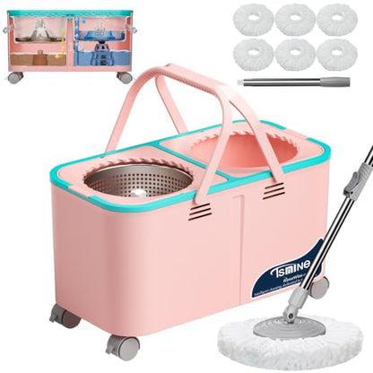 RinseWise Easy-Use Gen 2 Mop Bucket, Clean/Dirty Water Separation, Pink - color: Easy-use Gen 2-pink