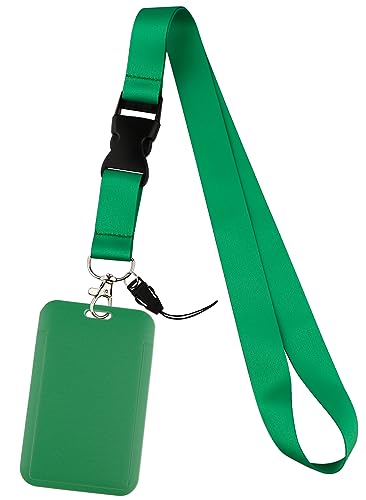 Lanyard ID Holder Green Lanyard for Keys ID Badges Keychain Vertical Name Badge Holder with Clip - color: Green