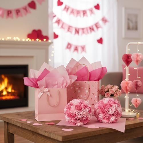 500 Sheets Pink Tissue Paper Bulk 15 x 20 Inch for Wedding Birthday Gifts - color: Pink, size: 15 x 20 Inch
