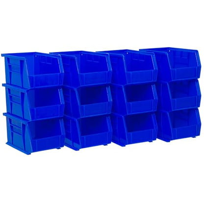 Akro-Mils 30237 AkroBins Plastic Storage Bins, 9"x6"x5", Blue, 12-Pack - color: Blue