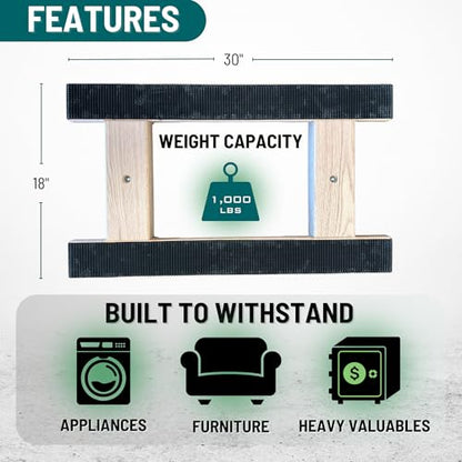 CasterHQ Solid Oak Furniture Dolly 2 Pack, 18" x 30" H-Frame, 1,000 lb Capacity Each, 3.5" Non-Marking Wheels, Non-Slip Rubber Deck, Made in USA, Commercial Moving and Warehouse Dolly Set - size: 18"x30" Dolly 2-Pack