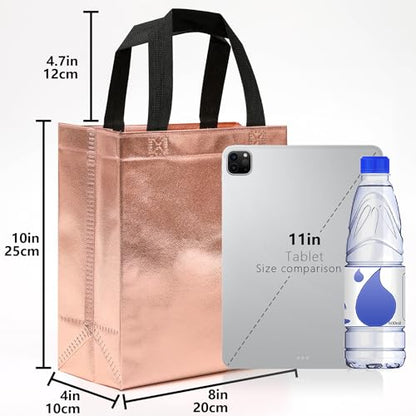 KeerxunBag Rose Gold Gift Bags - 12pk - Reusable - With Inner Liner Paper - color: Rose Gold