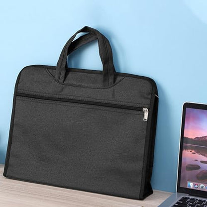 Zipper Document Pouch with Handle Portable Zipper File Bags for Carrying Paper Files Books File Document Bag - color: Black