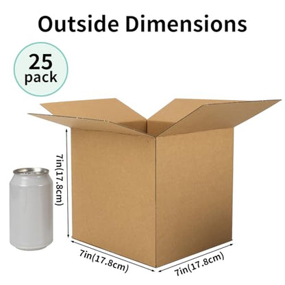 CRUGLA 25 Packs 7x7x7 Shipping Boxes, Brown Mailing Boxes - size: 7x7x7 Inch 25 Pack