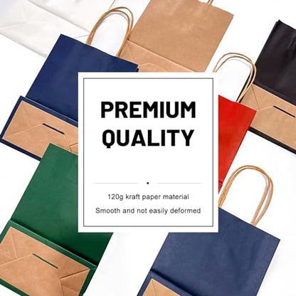LIHOMR Gift Bags 5.9"x3.15"x8.25", 100pcs Kraft Paper Bag with Handles - color: White, size: 8.25 x5.9x3.15 Inch (Pack of 100)