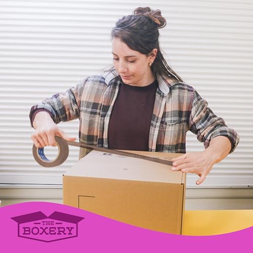 The Boxery 2" x 55 Yards Tan Packing Tape – 36 Roll Carton – Warehouse Grade Adhesive for Shipping, Moving & Packaging – Standard Strength 1.85 Mil Box Sealing Tape - color: Tan, size: 2"x55 yds - 1.85 mil.