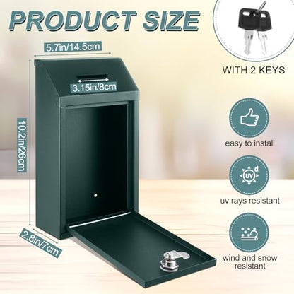 Yaocom Metal Money Box,Dark Green,10.24 x 5.71 x 2.95 Inch,No Lid - color: Dark Green, size: 10.24 x 5.71 x 2.95 Inch, style: No Lid