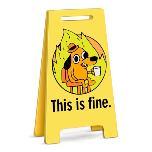 Funny Office Desk Accessories Memes Decor This is Fine Dog Acrylic Mini Floor Sign Funny Cute Gag Office Decorations Gifts for Work Women - style: THIS IS FINE DOG