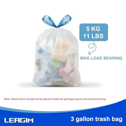 Small Trash Bags 3 Gallon, 360 Count -1.2 Mil Drawstring Mini Garbage Bags, White Plastic Trash Can Liners for Bathroom Accessories, 12 Liter, Bedroom, Dorm Room Essentials, Office - color: 3gal-360