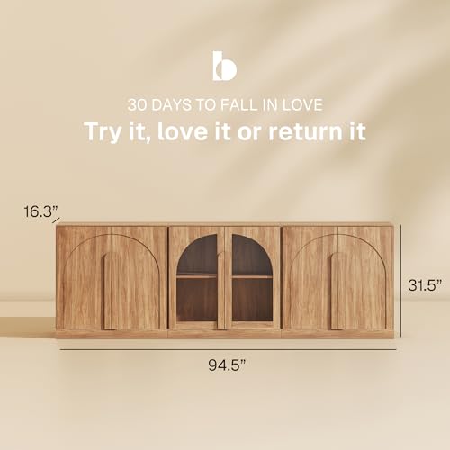 BELLEZE Bijou 3-Piece Modular Sideboard Buffet Cabinet - Camel - color: Bijou Camel Abb
