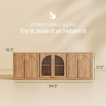 BELLEZE Bijou 3-Piece Modular Sideboard Buffet Cabinet - Camel - color: Bijou Camel Abb