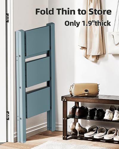 HillhutApex 3 Step Stool Foldable Ladder,Aluminum Step Ladder - color: Light Blue