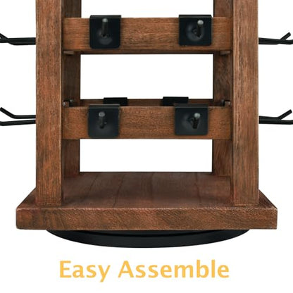 Ikee Design 5 Tiers Wood Rotating Jewelry Earring Display 42 Hooks - color: 4 side, Brown, 42 hooks
