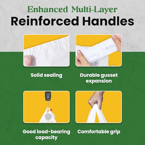 Plastic Bag with Handles | T Shirt | Shopping Bag for Small Business | Recyclable Plastic Grocery Bags | To Go for Food, Groceries & Restaurants | 21" x 11.5", 100-Pack | KitchenDine (100) - size: 100
