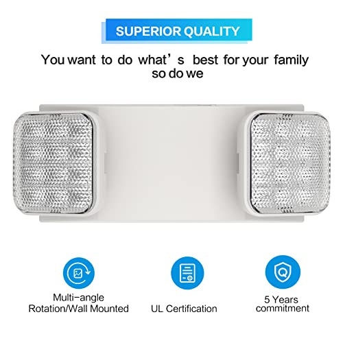 1 Pack Commercial Emergency Light with Battery Backup, Emergency Lights for Business-Hard Wired, UL 924 Certified,AC 120/277V,Two Head Adjustable LED Emergency Lighting. - size: 1 PACK