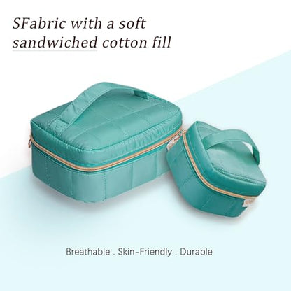 KarSyon Travel Jewelry Case Organizer Boxes with 8 Velvet Zipper Pouches - color: Teal, size: Small