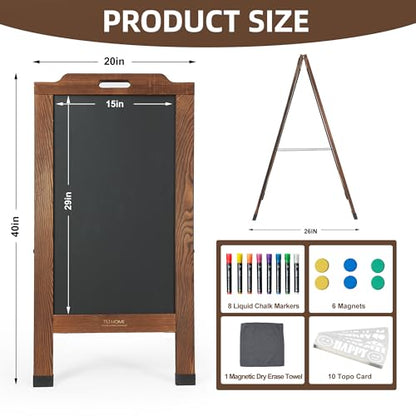 Magnetic Portable A-Frame Chalkboard Signs, 40" × 20", Brown - color: Aa-portable-brown