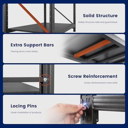 Yizosh 60" W Metal Garage Storage Shelves,8000LBS Heavy Duty 4-Shelf Adjustable Steel Organization Shelving,Utility Rack Shelf,60" W x 24" D x 70" H for Basement,Warehouse,Industrial - size: 60"Wx24"Dx70"H
