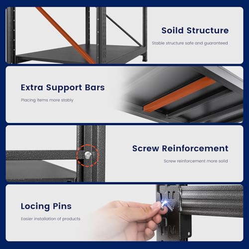 Yizosh 71" W Metal Garage Storage Shelves,5000LBS Heavy Duty 4-Shelf Adjustable Steel Organization Shelving,Utility Rack Shelf,71" W x 24" D x 69" H for Basement,Warehouse,Industrial - size: 71"Wx24"Dx70"H