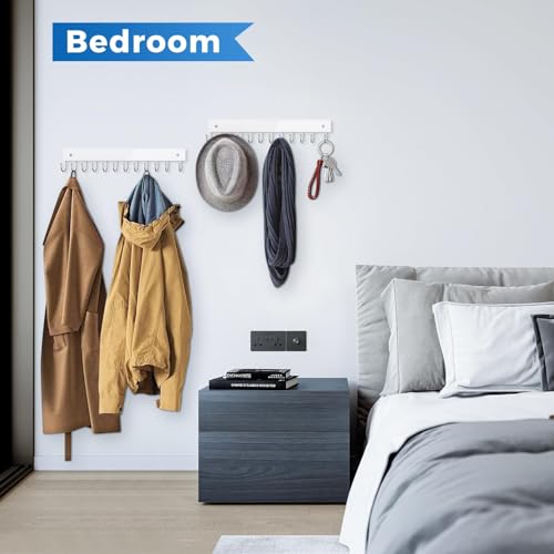 Belt Hanger Wall Mounted, Wooden Coat Rack Belt Organizer 2 Pack - color: White, size: 2 Pack-Belt