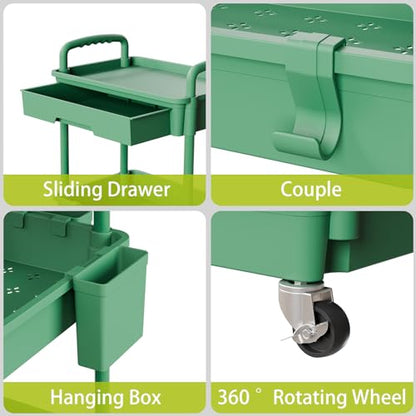 Sorgion 4 Tier Rolling Cart Organizer,Art Craft Diaper Bedside Snack Laundry Room Bathroom Organizer Narrow Thin Slim Rolling Trolley Utility Cart with Wheels for Kitchen,Office(Green) - size: 4Tier-Green